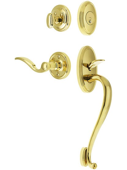 Georgetown Entry Lock Set in PVD Finish with Right-Handed Bellagio Lever and